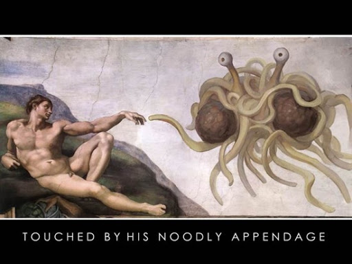 Touched by his noodly appendage.
